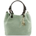 TL KeyLuck Sac Shopping en Cuir Imprimé Tressé Vert Menthe TL141573
