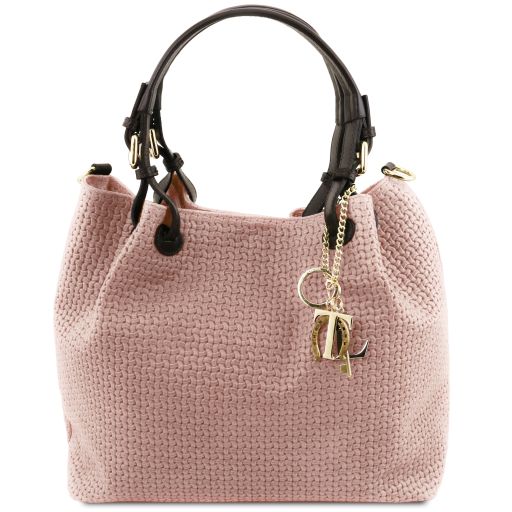 TL KeyLuck Bolso Shopping en Piel Imprimida Tejida Nude TL141573