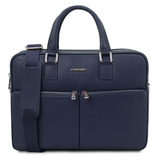 Treviso Borsa Porta Computer in Pelle Blu scuro TL142546
