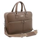 Treviso Leather Laptop Briefcase Dark Taupe TL142546