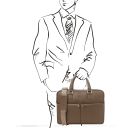 Treviso Leather Laptop Briefcase Dark Taupe TL142546