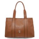 Skye Borsa al Hombro en Piel Suave y Cartera en Piel con Cremallera en el Contorno Cognac TL142606
