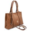Skye Borsa al Hombro en Piel Suave y Cartera en Piel con Cremallera en el Contorno Cognac TL142606