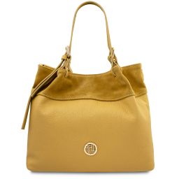 Diade Borsa Shopping in Pelle Morbida Giallo TL142587