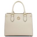 Croque Leather Handbag Beige TL142565