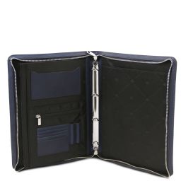 Augusto Leather Document Case With Ring Binder Dark Blue TL142555