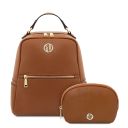 Mauritius Sac à dos en Cuir Souple et Trousse de Toilette en Cuir Souple Cognac TL142611