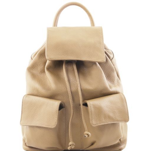 Sapporo Soft Leather Backpack for Women Light Taupe TL141553