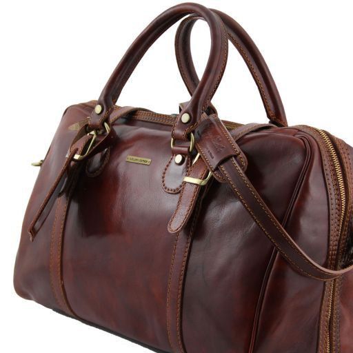 small leather duffle