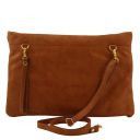 Audrey Clutch Leather Handbag - Large Size Cognac TL141033