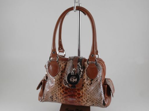 Agata Real Python Lady bag Brown TL140744