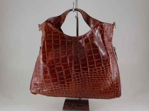 Aurora Lady bag in Crocko Look Leather Коричневый TL140756