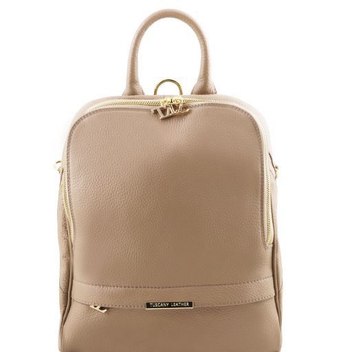 TL Bag Soft Leather Backpack for Women Светлый серо-коричневый TL141509