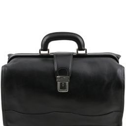 Raffaello Klassische Doktortasche aus Leder mit Schnalle Schwarz TL10077