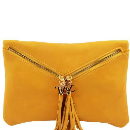 Audrey Leather Clutch Yellow TL140988