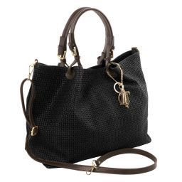 TL KeyLuck Bolso shopping TL SMART en piel imprimida tejida - Tamaño grande Negro TL141568