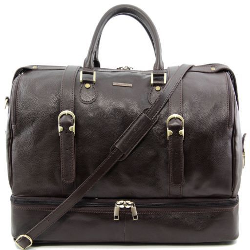 TL Travel Эксклюзивная дорожная кожаная сумка с двойным дном Темно-коричневый TL151104