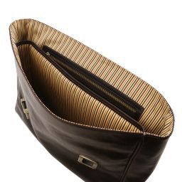 Trieste Elegante porta ordenador portátil en piel con 2 compartimentos Marrón oscuro TL141662