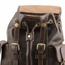 Nara Exklusiver Rucksack aus Leder mit Reissverschluss-Seitentaschen Dunkelbraun TL141661
