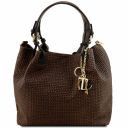 TL KeyLuck Bolso Shopping en Piel Imprimida Tejida Marrón oscuro TL141573