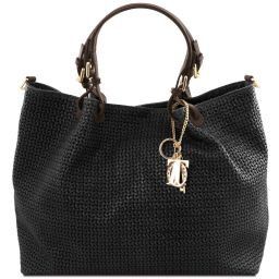 TL KeyLuck Bolso shopping TL SMART en piel imprimida tejida - Tamaño grande Negro TL141568