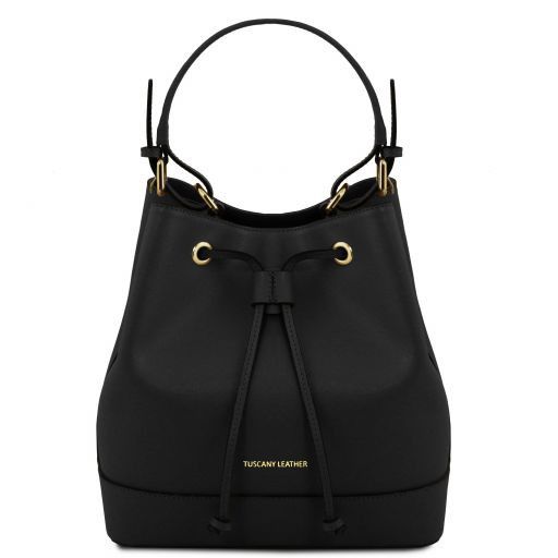 Minerva Saffiano Leather Secchiello bag Black TL141436