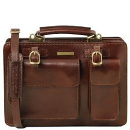 Tania Leather lady handbag - Large size Brown TL141269