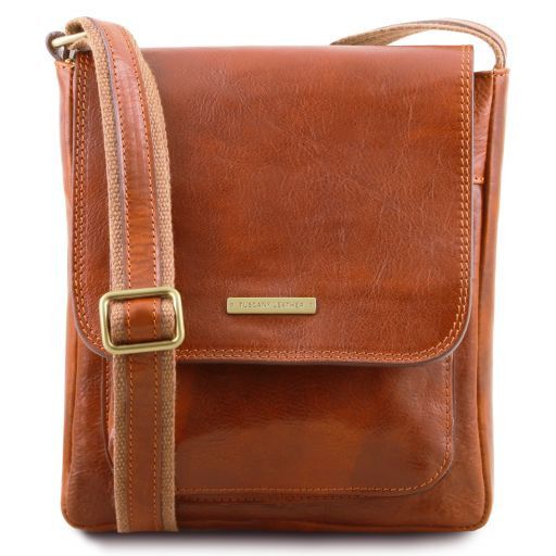Jimmy Leather Crossbody bag for men With Front Pocket Мед TL141407