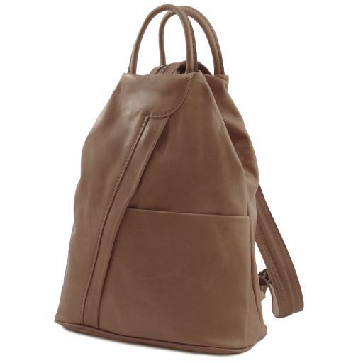 Shanghai Leather Backpack Dark Taupe TL140963