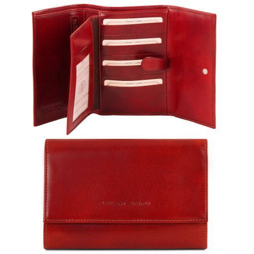 Exclusive 4 Fold Leather Wallet for Women Red TL140796
