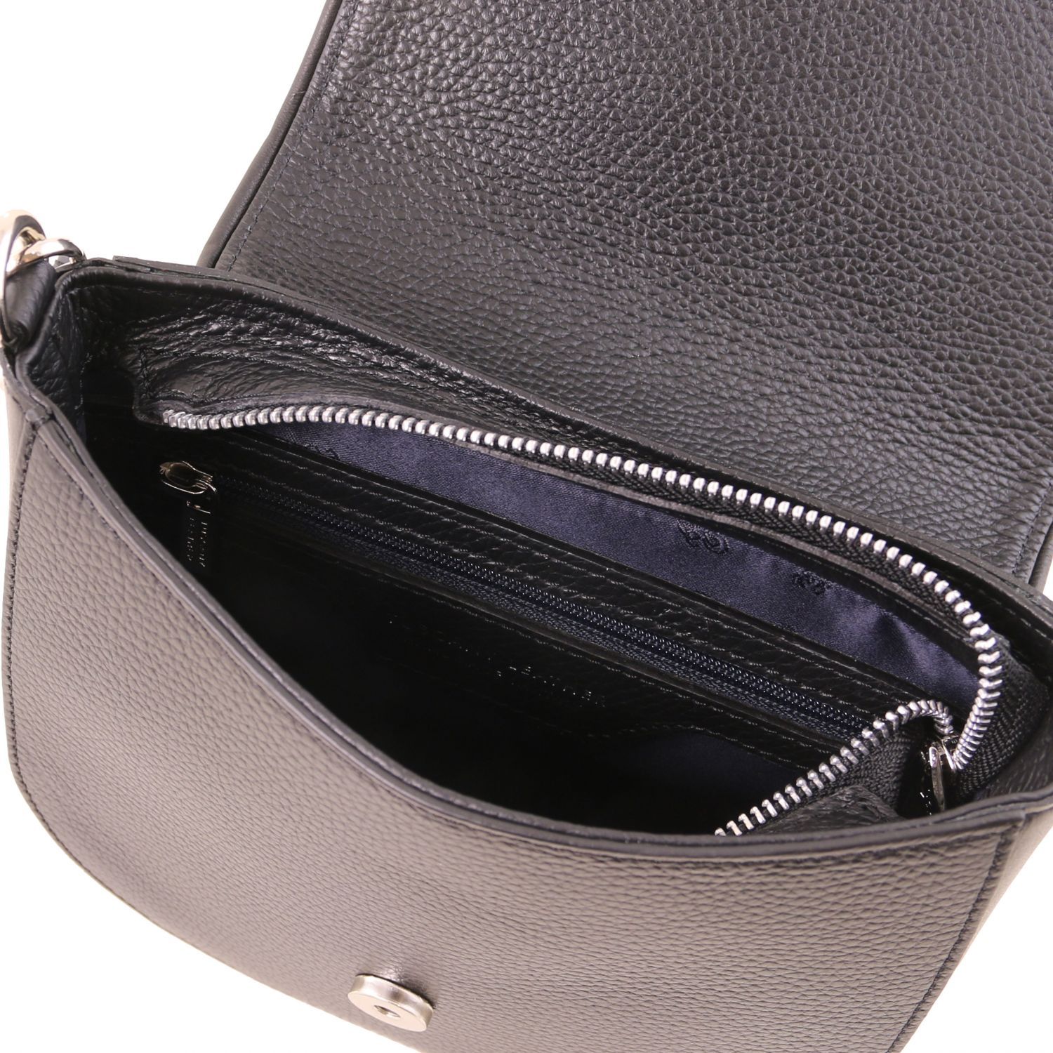 Rosa Leather Clutch With Shoulder Strap Black TL141726