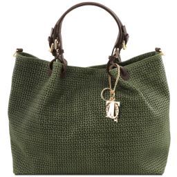 TL KeyLuck Borsa shopping TL SMART in pelle stampa intrecciata - Misura Grande Verde TL141568