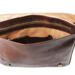 TL Messenger One compartment leather shoulder bag - Large size Brown TL141253