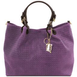TL KeyLuck Bolso shopping TL SMART en piel imprimida tejida - Tamaño grande Violeta TL141568