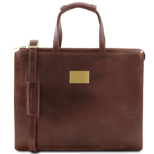 Palermo Leather Briefcase 3 Compartments for Woman Коричневый TL141343