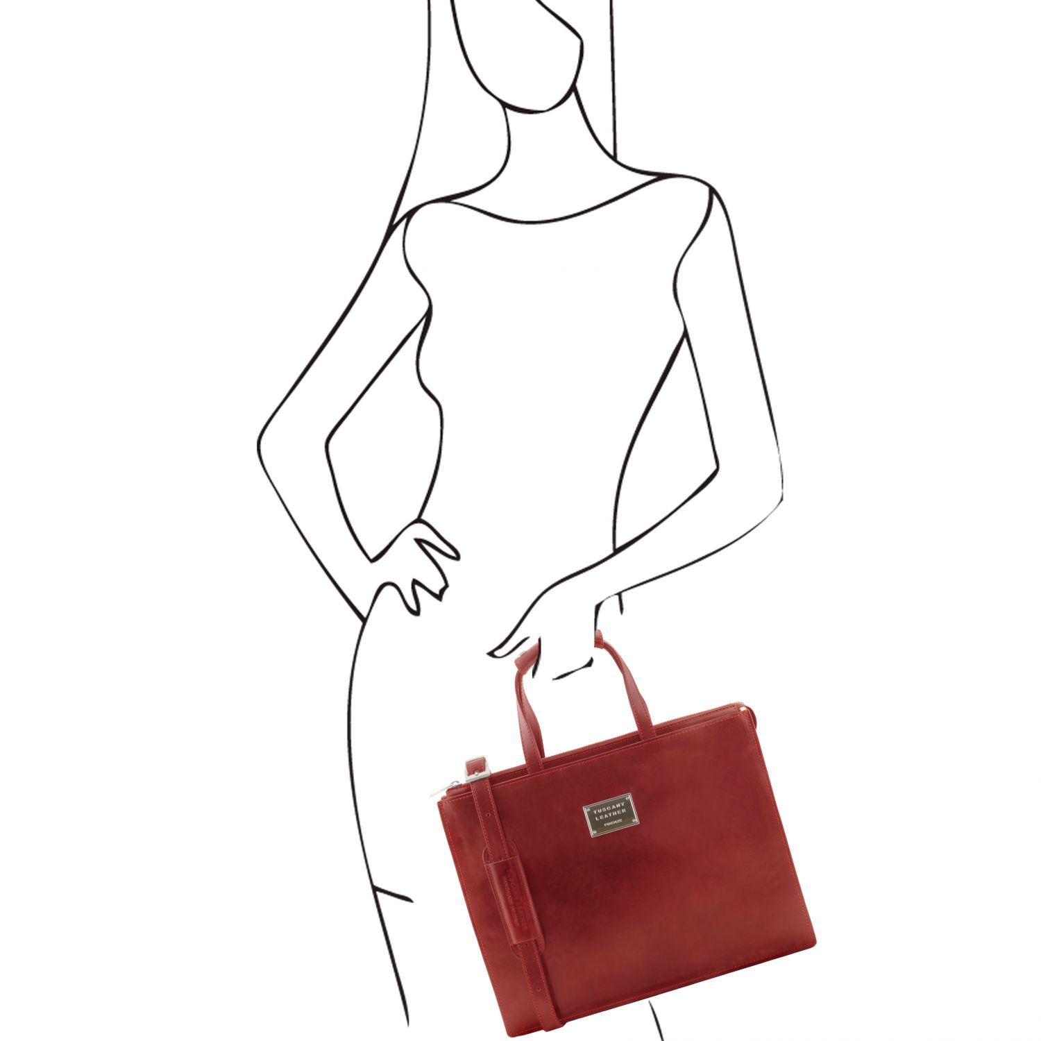 Palermo Leather Briefcase 3 Compartments for Woman Red TL141343