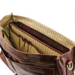 Mantova Cartella TL SMART multiscomparto in pelle con pattella Marrone TL141450