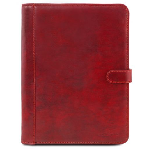 Adriano Leather Document Case With Button Closure Red TL141275