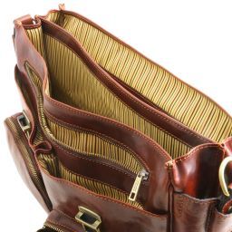 Ventimiglia TL SMART Multifach-Aktentasche aus Leder mit zwei aufgesetzte Taschen Honig TL141449