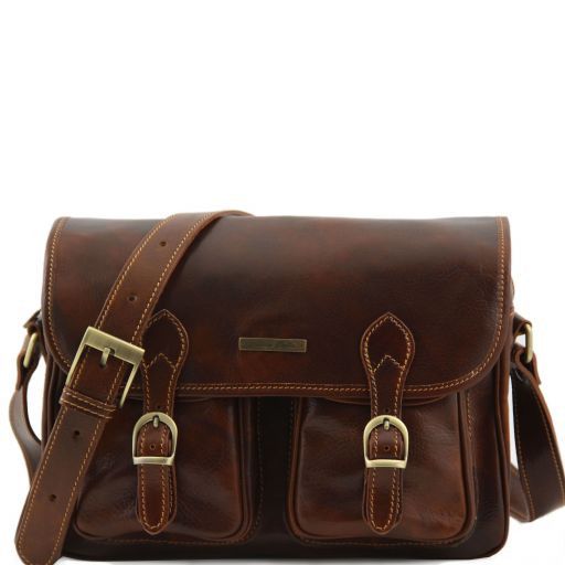 San Marino - Travel Leather bag With Pockets on the Front Side Brown ...