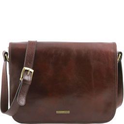 TL Messenger Bolso en piel con bandolera 1 compartimento - Modelo grande Marrón TL141253