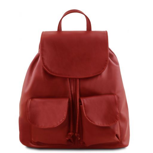 Seoul Leather Backpack Large Size Red TL141507