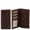Эксклюзивный вертикальный кожаный бумажник двойного сложения Темно-коричневый TL140777