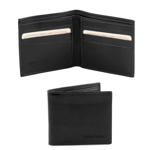 Эксклюзивный кожаный бумажник двойного сложения для мужчин Черный TL140797