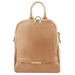 TL Bag Soft Leather Backpack for Women Champagne TL141376