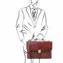 Assisi Leather Briefcase 3 Compartments Brown TL141825
