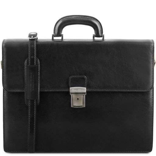 Parma Leather Briefcase 2 Compartments Black TL141350