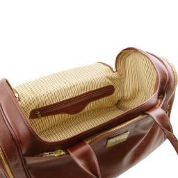 TL Voyager Reisetasche aus Leder mit 2 Reissverschluss - Seitentaschen Honig TL141296