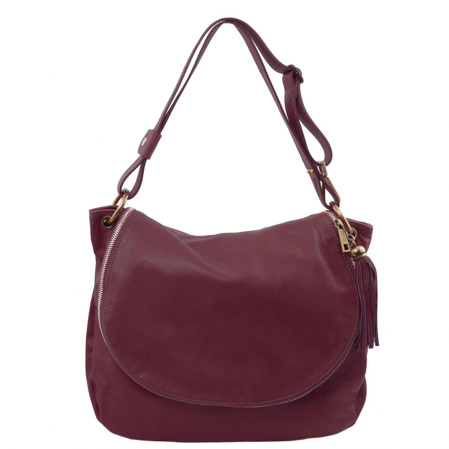 TL Bag Soft Leather Shoulder bag With Tassel Detail Bordeaux TL141110