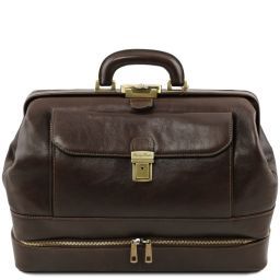 Giotto Elegante bolso de doctor en piel con doble fondo Marrón oscuro TL141297